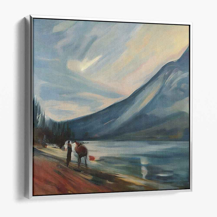 Nomad's Silent Traverse: Serene Mountain Landscape with Camel and Figure