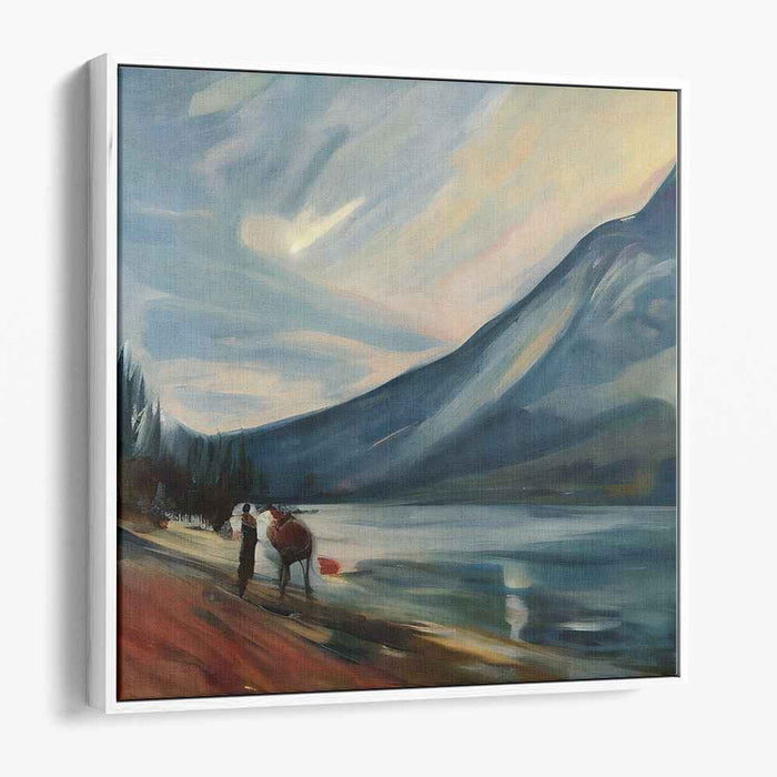 Nomad's Silent Traverse: Serene Mountain Landscape with Camel and Figure