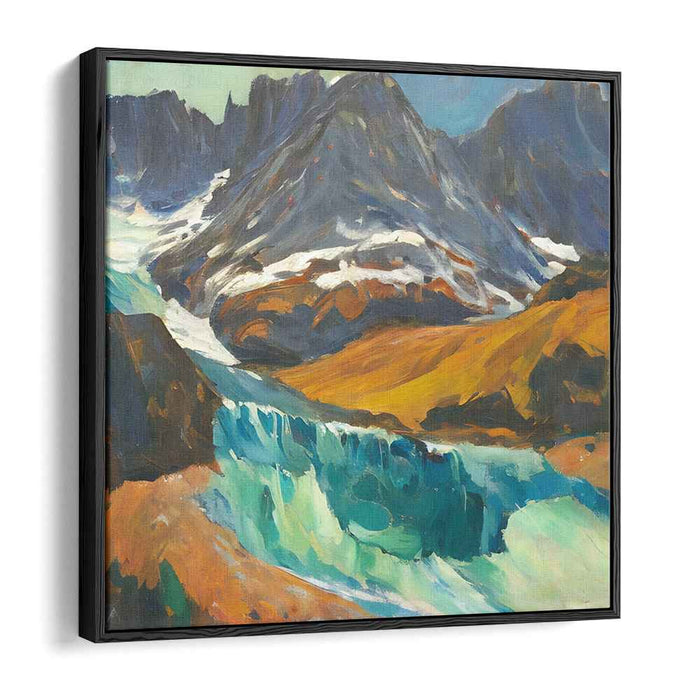 Majestic Mountain Cascade: Impressionist Landscape Canvas Art