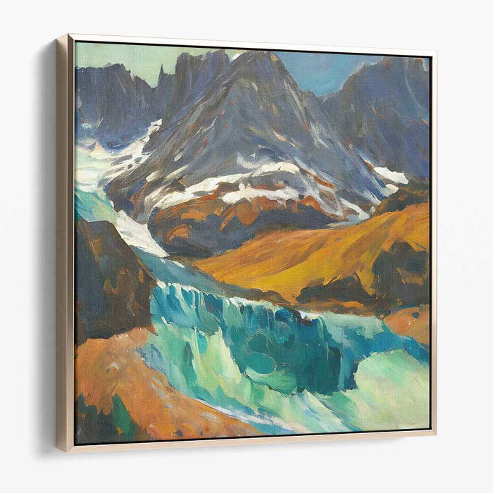 Majestic Mountain Cascade: Impressionist Landscape Canvas Art