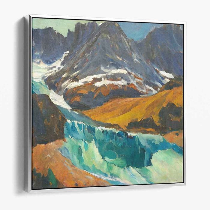 Majestic Mountain Cascade: Impressionist Landscape Canvas Art