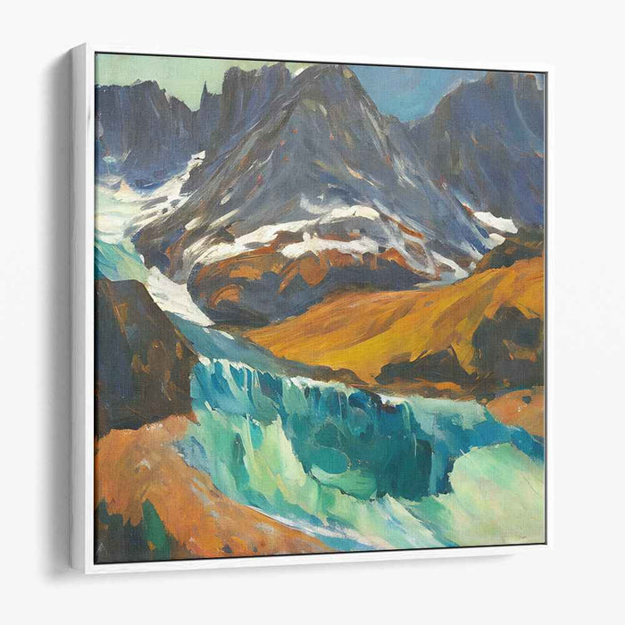 Majestic Mountain Cascade: Impressionist Landscape Canvas Art
