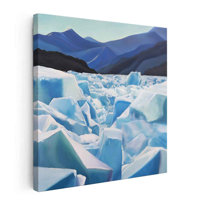 Frozen Tranquil Symphony: Serene Blue Iceberg Landscape Canvas Art