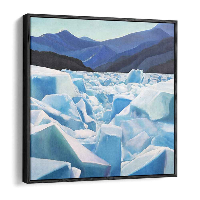 Frozen Tranquil Symphony: Serene Blue Iceberg Landscape Canvas Art