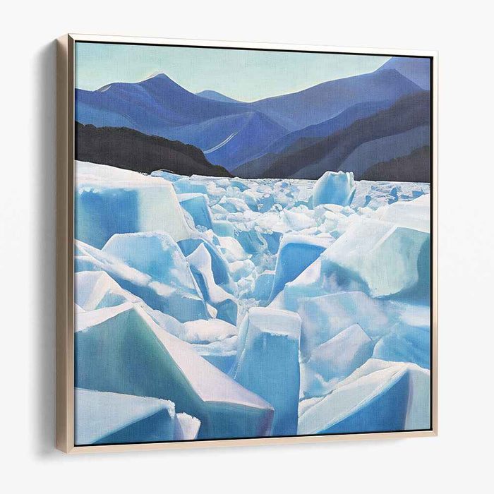 Frozen Tranquil Symphony: Serene Blue Iceberg Landscape Canvas Art