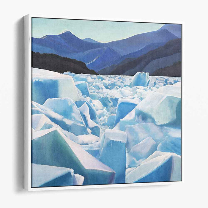 Frozen Tranquil Symphony: Serene Blue Iceberg Landscape Canvas Art