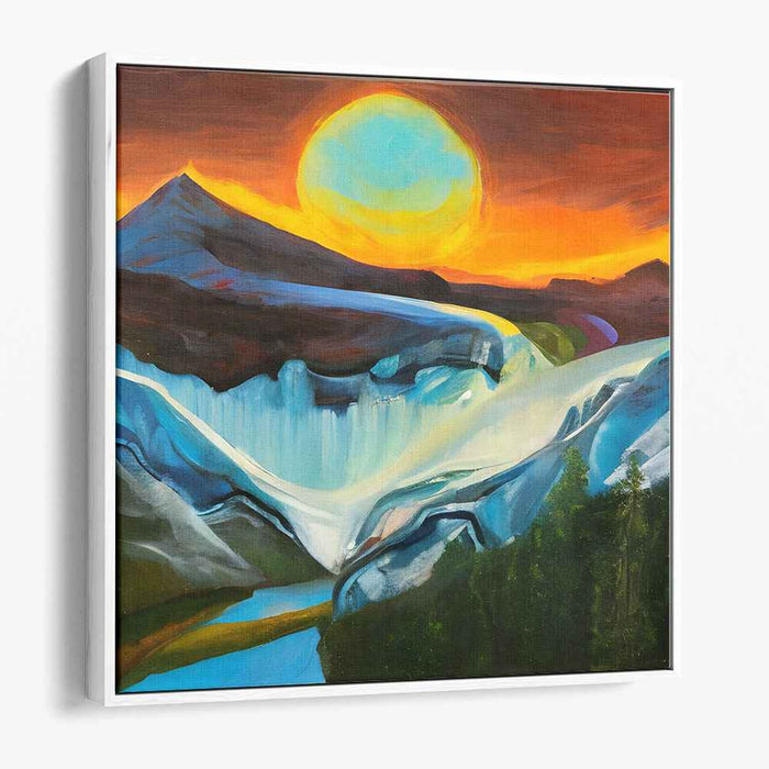 Aqua Peaks Illusion: Surreal Mountain and Waterfall Landscape