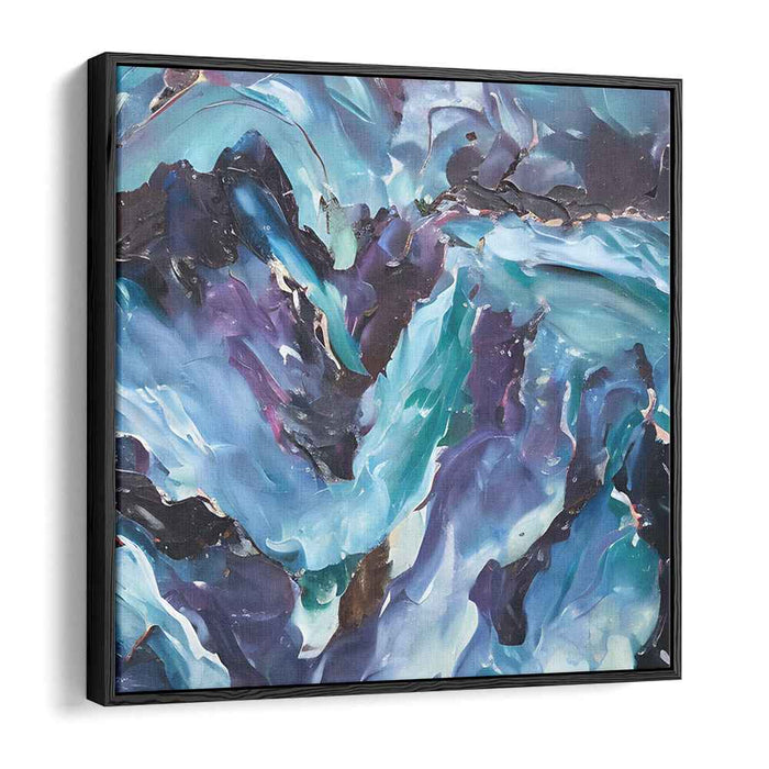 Ethereal Reflections on Silk: Abstract Expressionist Blue and Purple Canvas Art Print