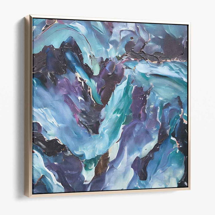Ethereal Reflections on Silk: Abstract Expressionist Blue and Purple Canvas Art Print