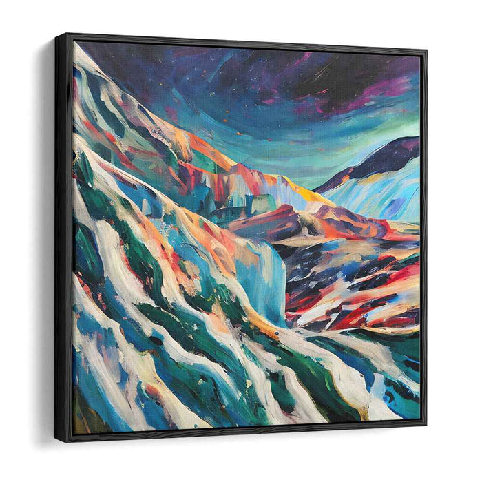 Cosmic Peaks: Abstract Expressionist Mountain Landscape Canvas Art Print