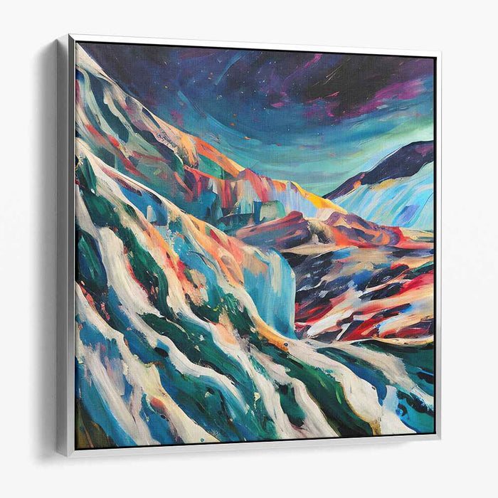 Cosmic Peaks: Abstract Expressionist Mountain Landscape Canvas Art Print