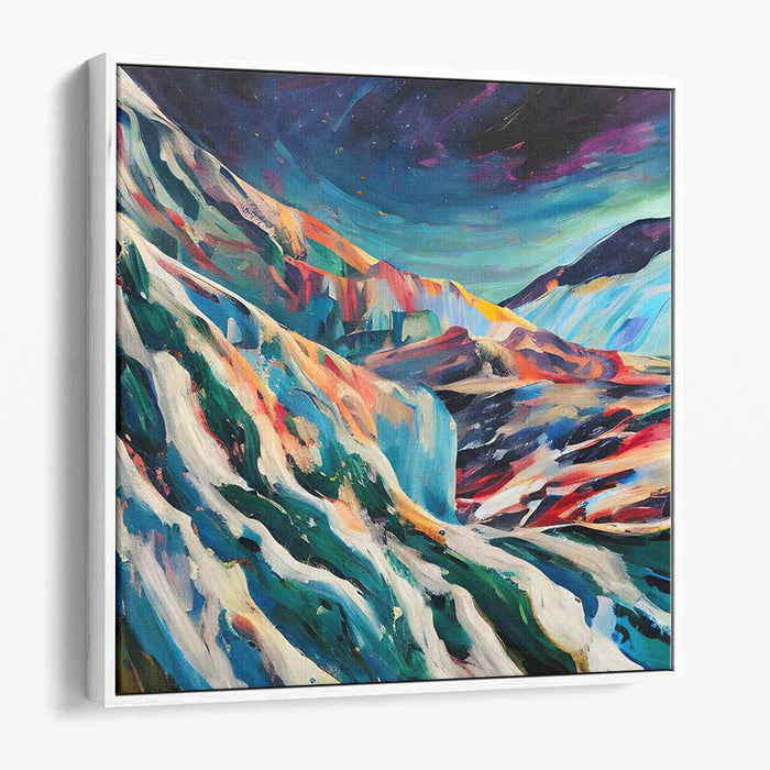 Cosmic Peaks: Abstract Expressionist Mountain Landscape Canvas Art Print