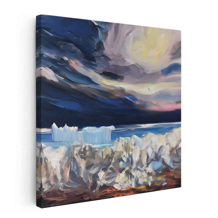 Icebound Imagination: Abstract Expressionist Polar Horizon Canvas Art Print
