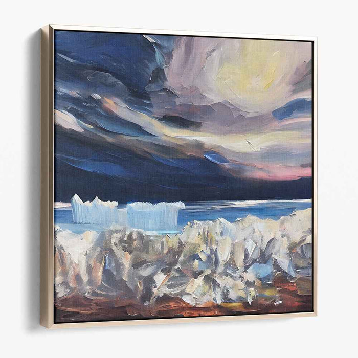 Icebound Imagination: Abstract Expressionist Polar Horizon Canvas Art Print