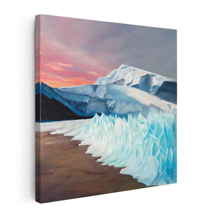 Frozen Sunburst Symphony: Sunset Over Frozen Wilderness