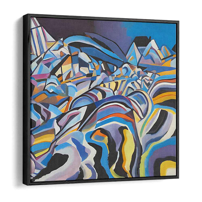 Lunar Sonata: Abstract Landscape in Vivid Blues and Yellows