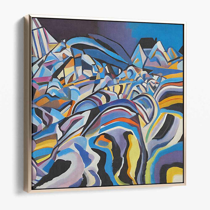 Lunar Sonata: Abstract Landscape in Vivid Blues and Yellows