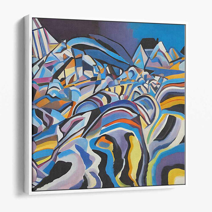 Lunar Sonata: Abstract Landscape in Vivid Blues and Yellows