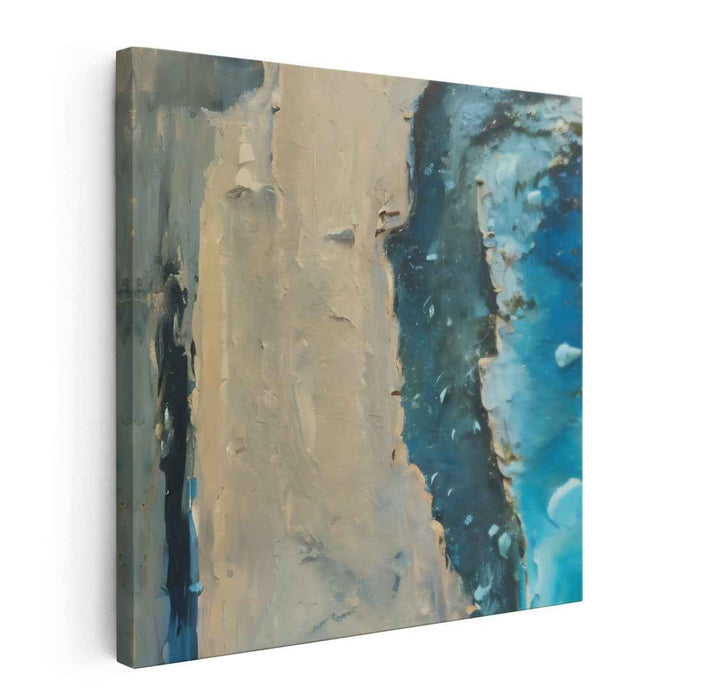 Oceanic Rift: Dramatic Abstract Impasto in Blue and Beige
