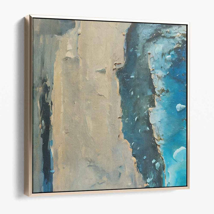 Oceanic Rift: Dramatic Abstract Impasto in Blue and Beige