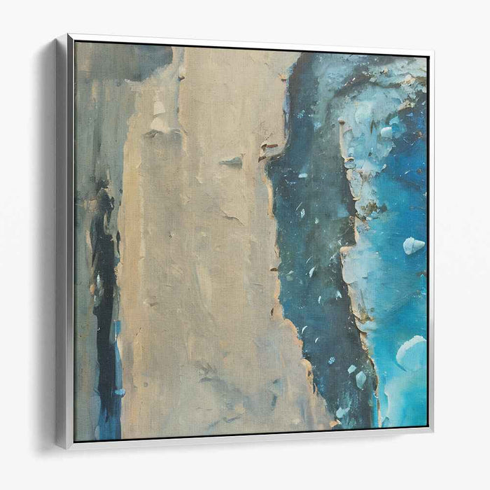Oceanic Rift: Dramatic Abstract Impasto in Blue and Beige