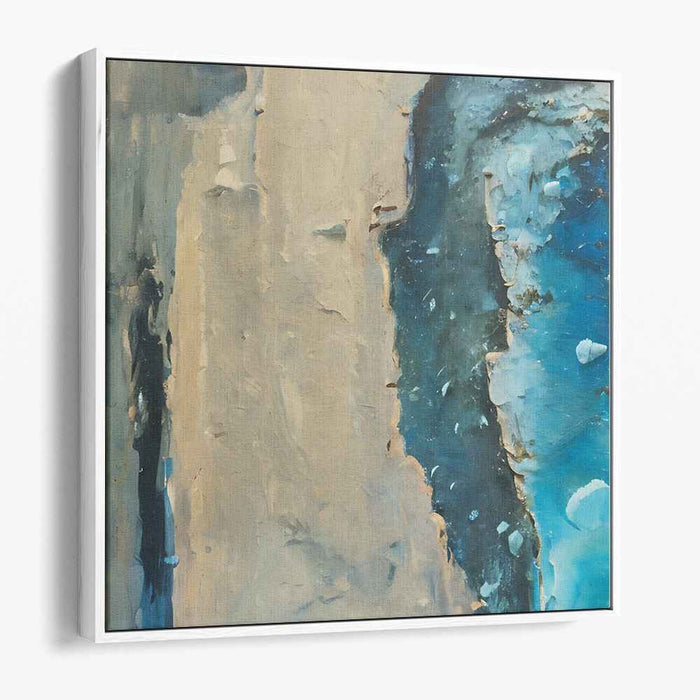 Oceanic Rift: Dramatic Abstract Impasto in Blue and Beige