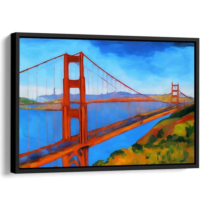 Neon Dreams Over Bay City: Vibrant San Francisco Bridge Canvas Art Print