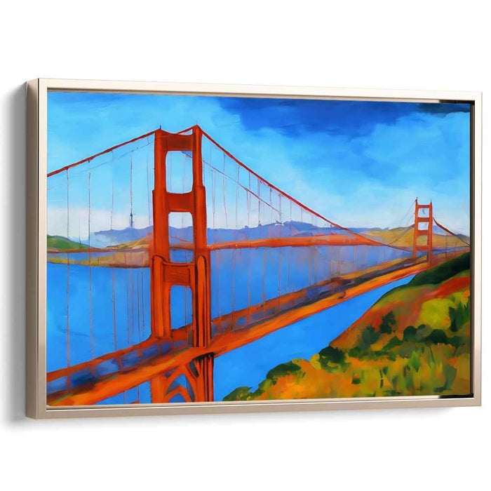 Neon Dreams Over Bay City: Vibrant San Francisco Bridge Canvas Art Print