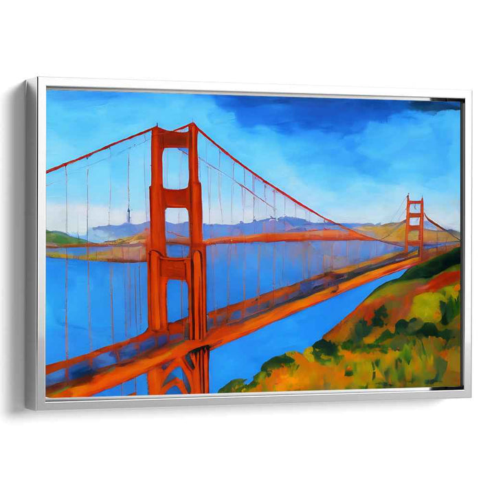 Neon Dreams Over Bay City: Vibrant San Francisco Bridge Canvas Art Print