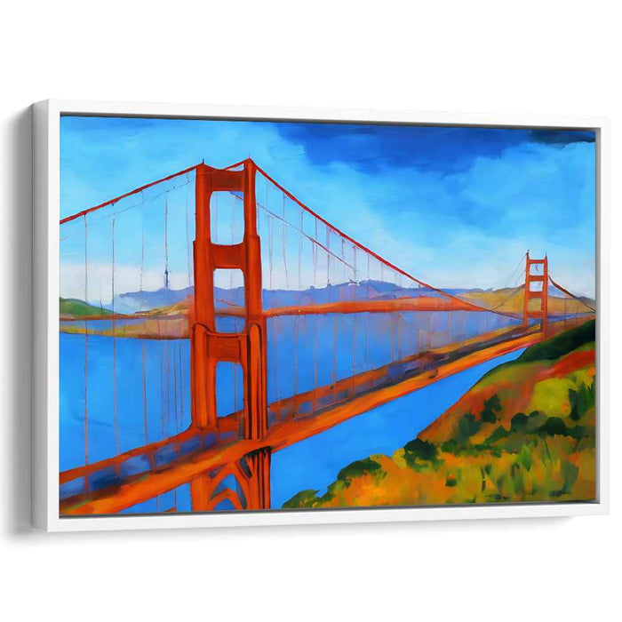 Neon Dreams Over Bay City: Vibrant San Francisco Bridge Canvas Art Print