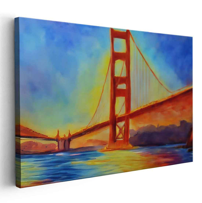 Spanning Horizons: Sunset Over the Golden Gate Bridge Canvas Art Print
