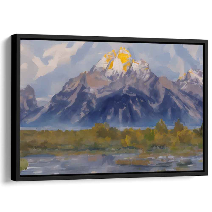 Whispering Peaks Remembered: Impressionist Mountain Landscape Canvas Art Print