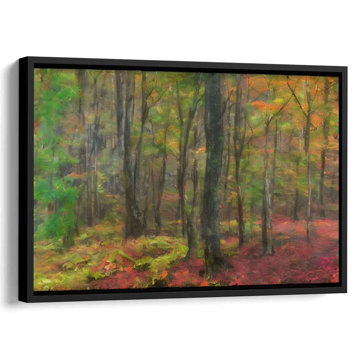 Whispering Woods Abstraction: Impressionist Forest Landscape Canvas Art Print