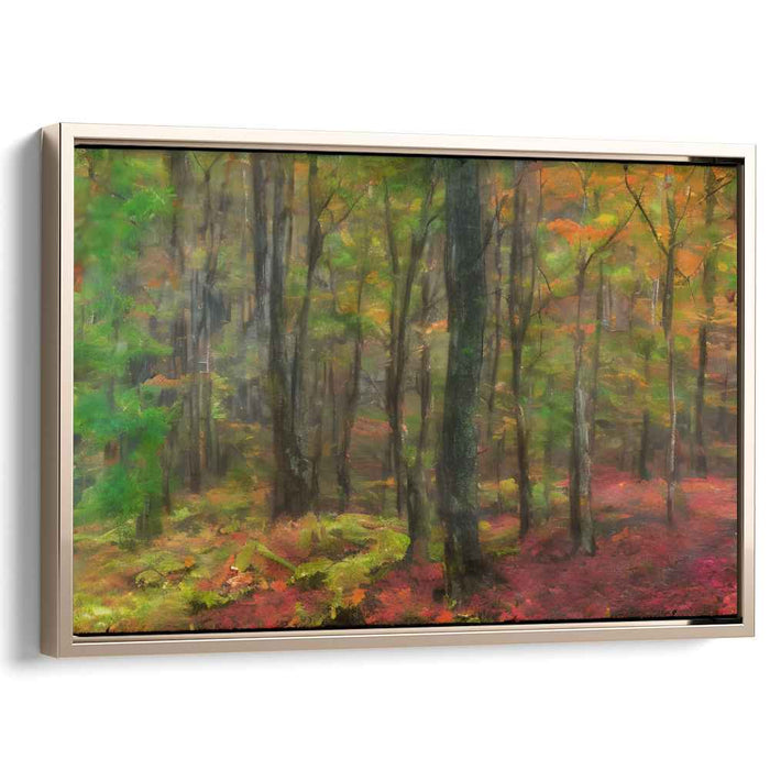 Whispering Woods Abstraction: Impressionist Forest Landscape Canvas Art Print