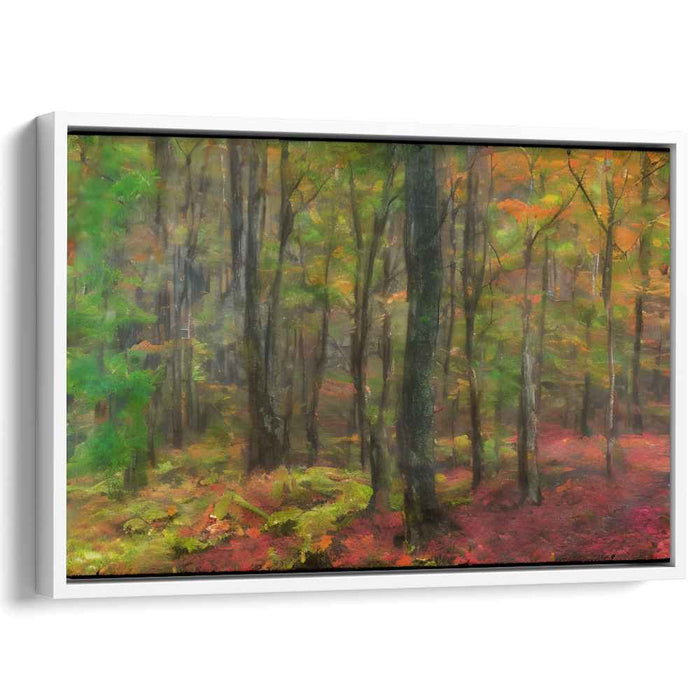Whispering Woods Abstraction: Impressionist Forest Landscape Canvas Art Print