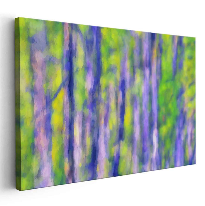 Enchanted Meadow Symphony: Impressionist Green and Purple Canvas Art Print