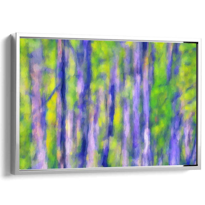 Enchanted Meadow Symphony: Impressionist Green and Purple Canvas Art Print