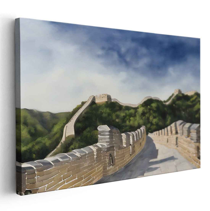 Echoes of Ancient Stone: Realistic Landscape of The Great Wall of China Canvas Art