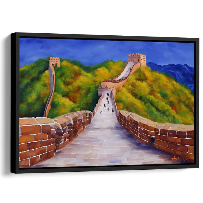 Crimson Guards of Ancient Times: Great Wall of China in Vibrant Fall Colors Canvas Art Print