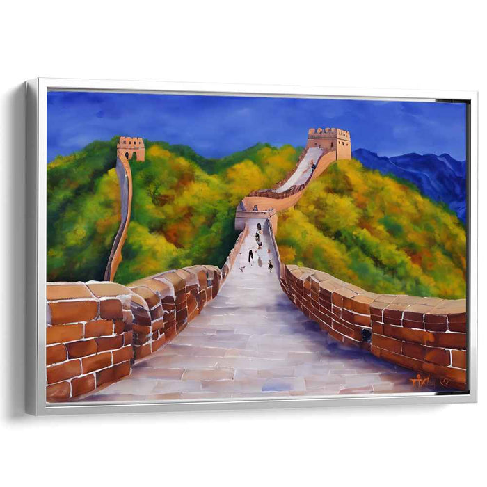 Crimson Guards of Ancient Times: Great Wall of China in Vibrant Fall Colors Canvas Art Print