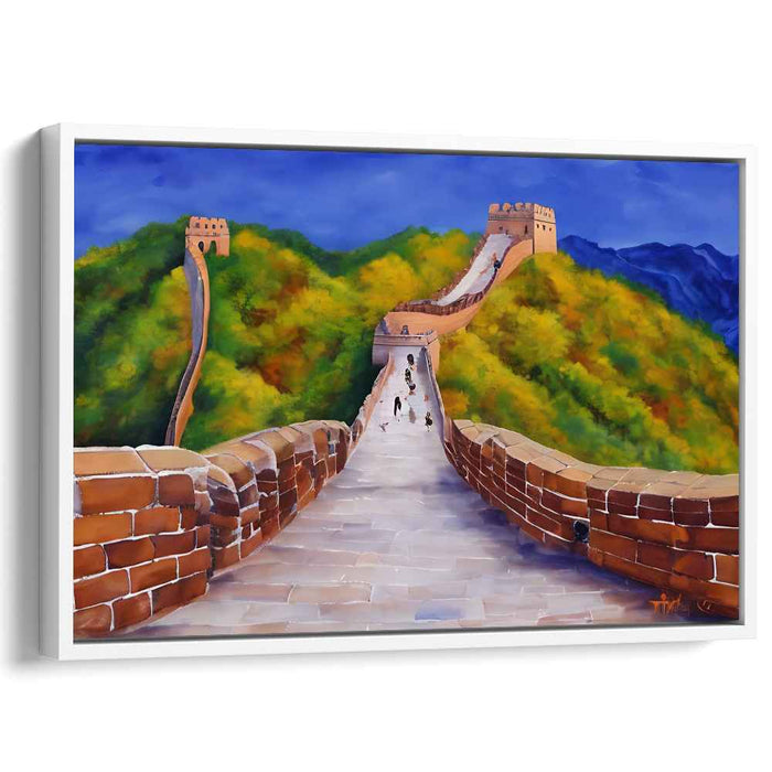 Crimson Guards of Ancient Times: Great Wall of China in Vibrant Fall Colors Canvas Art Print