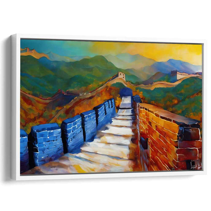 Ancient Boundary Tapestry: The Great Wall of China in Vibrant Hues Canvas Art Print