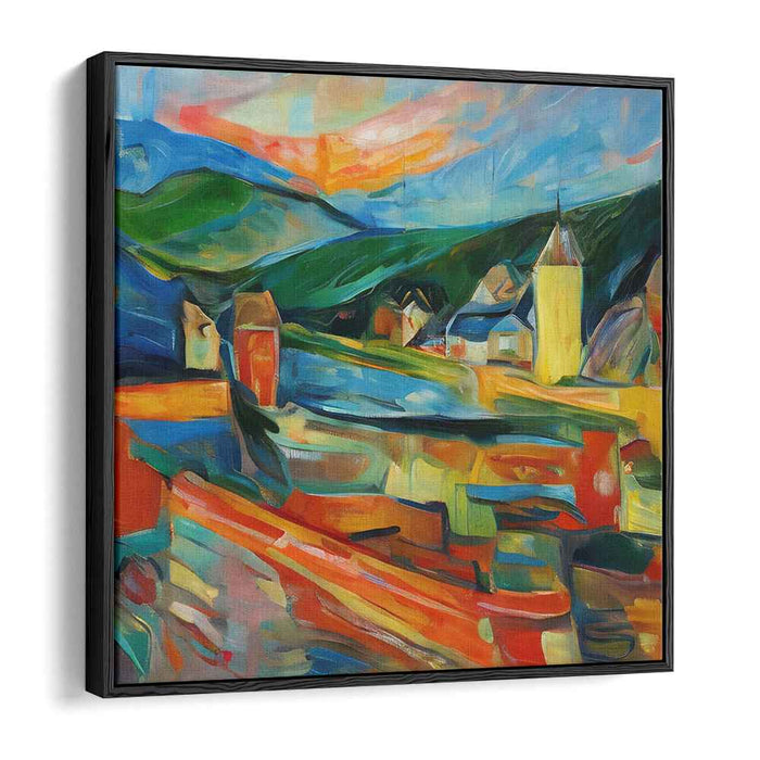 Enigmatic Rural Impressions: Abstract Expressionist Countryside Canvas Art Print