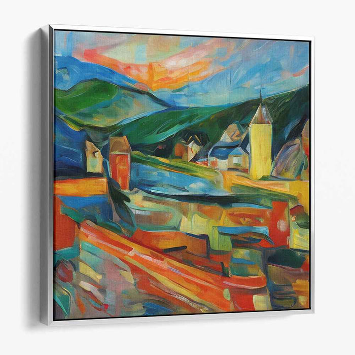 Enigmatic Rural Impressions: Abstract Expressionist Countryside Canvas Art Print