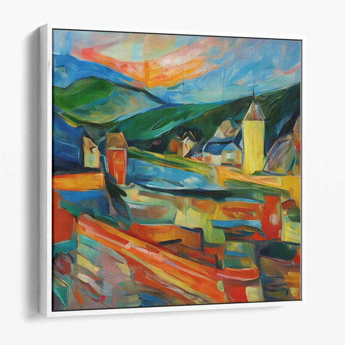 Enigmatic Rural Impressions: Abstract Expressionist Countryside Canvas Art Print
