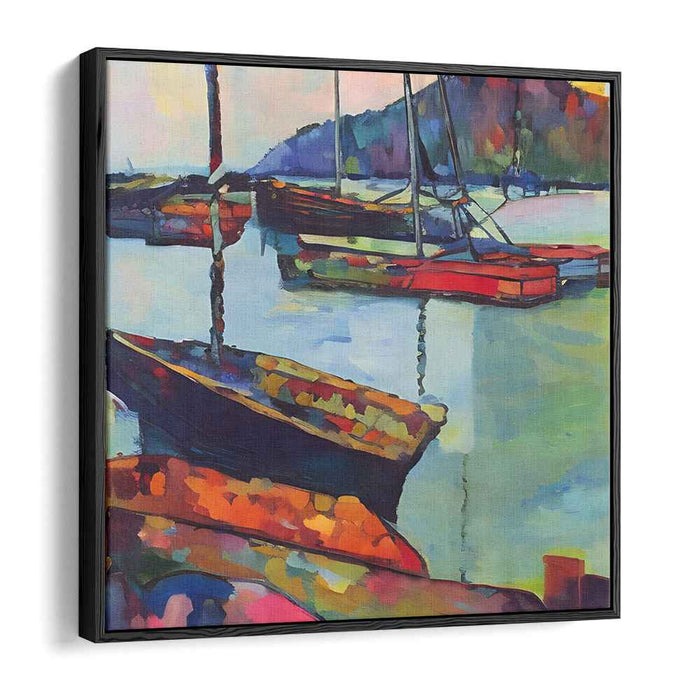 Sailbrush Mystique Waves: Vibrant Impressionist Boat Scene Canvas Art Print