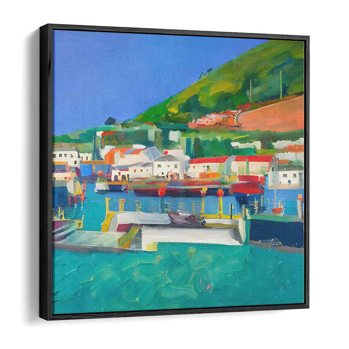 Sunset Palette Splendor: Fauvist Harbor Scene Canvas Art Print