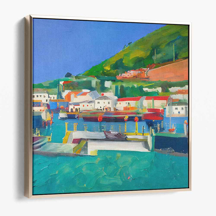 Sunset Palette Splendor: Fauvist Harbor Scene Canvas Art Print