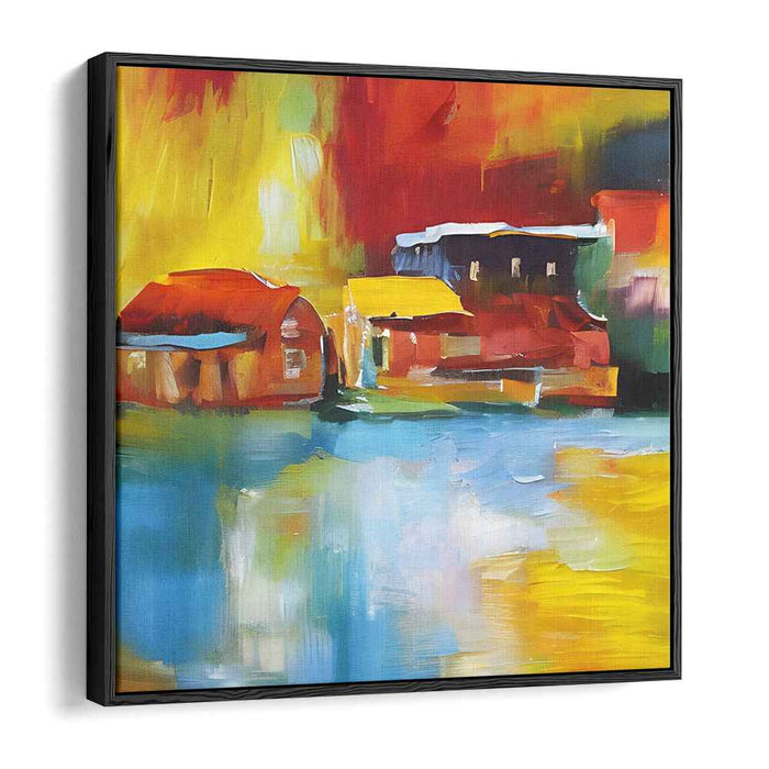 Chromatic Countryside Harmony: Vibrant Fauvist Village Canvas Art Print