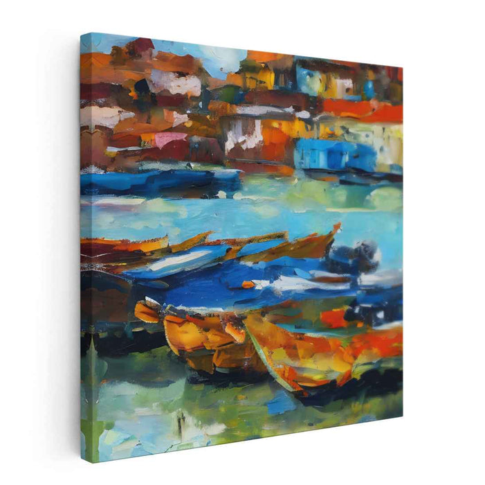 Waterfront Reverie: Vivid Waterfront Impressions Canvas Art Print